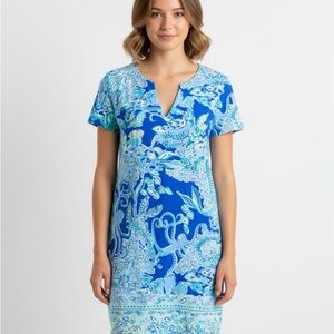 Lilly Pulitzer Blue & Aqua Notch-Neck Mini Dress
